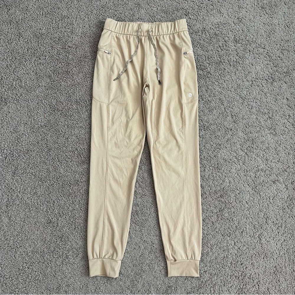 G Gradual Jogger Pants Zipper Pockets Stretch Athletic Sweatpants Khaki XS